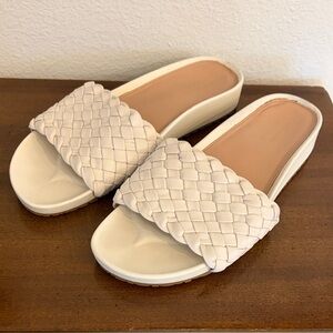 Cole Haan Women's Cream Woven Leathwr Slide Sandals 8.5